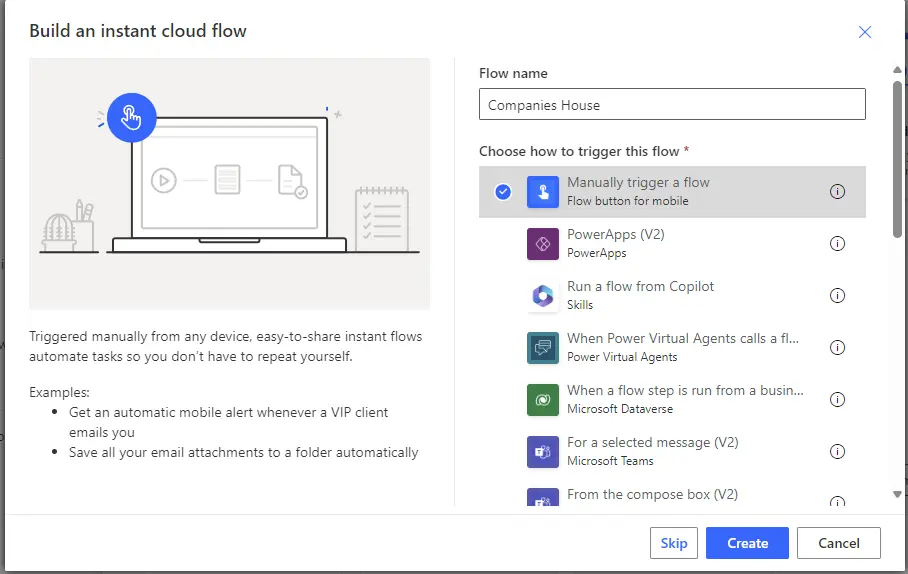 Create a flow step 2