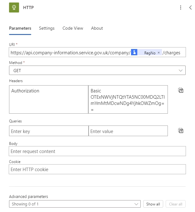 Fully configured HTTP GET request