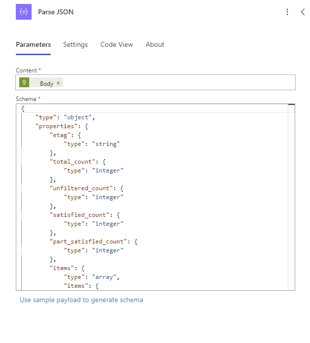 Fully configured Parse JSON